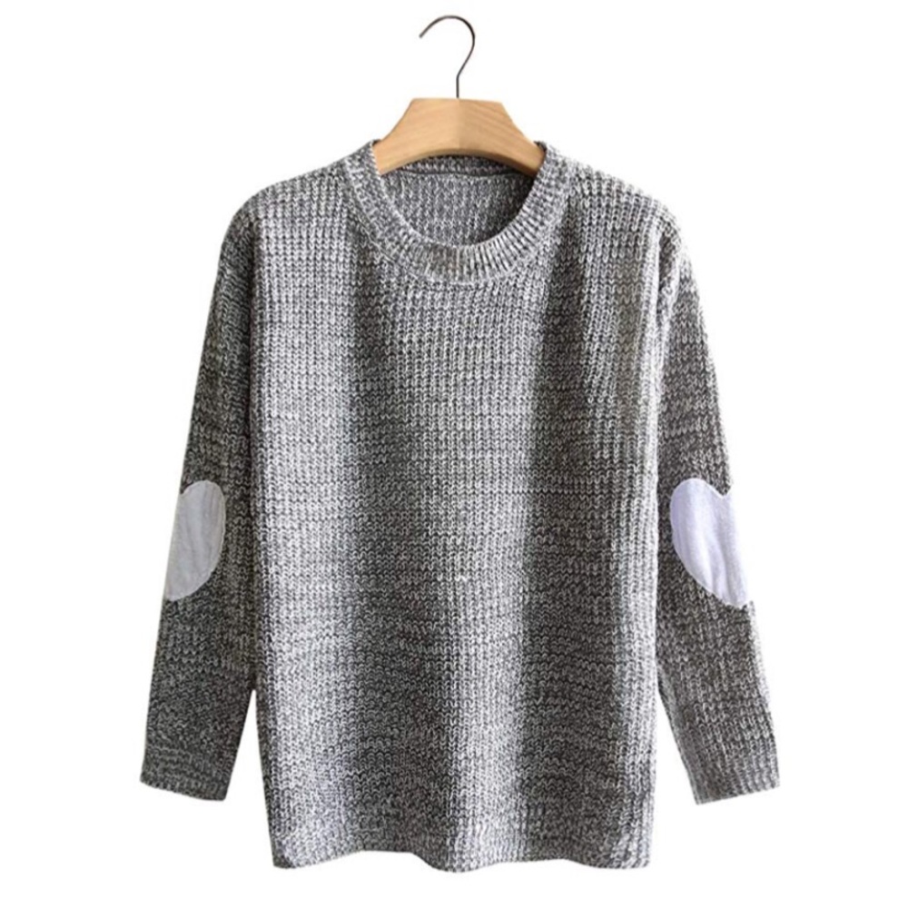 Gray Heart Patch Marled Sweater - Picture 5 of 8